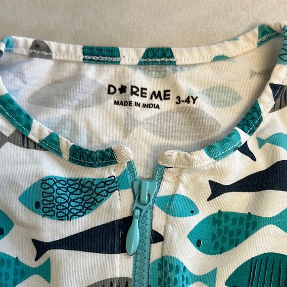 D* Re Me - Fish Patterned Romper in Blue and Gray - Picture 2 of 4